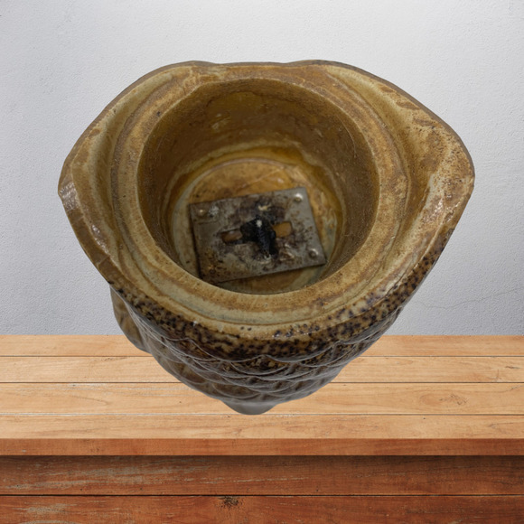 Vintage 1970's A Price Import Owl Pottery Candle Holder Japan Speckle Glazed - Picture 2 of 5